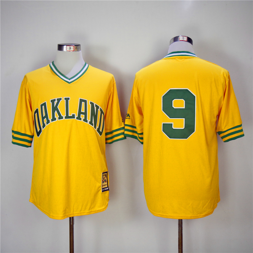 Men Oakland Athletics 9 Jackson Yellow Throwback 1981 MLB Jerseys